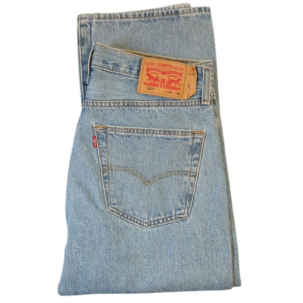 Levi's 501 Strauss & Co. Bootcut Light Denim Washed Button Fly Jeans 33/34